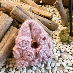 Ngọt Ngào handmade bông sợi dây thừng Crochet Top xử lý túi hoa len vải sợi Vai Túi dệt kim Túi xách dệt đan Ví - Product Image 2