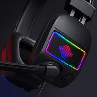 Casque de jeu WISDOMUP TED-15 7.1 Surround Sound avec double prise jack 3,5 mm, éclairage RGB, micro à réduction de bruit