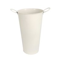 Jardinières décoratives, grandes jardinières en métal antique, pot à fleurs en métal galvanisé, seau en étain, vase de jardin haut avec poignées