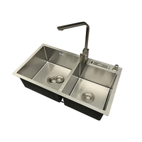 Évier de cuisine double en acier inoxydable 304 fait main