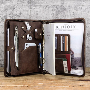 Venta al por mayor de cuero genuino de la cartera de negocios caso notebook con cremallera - Product Image 6
