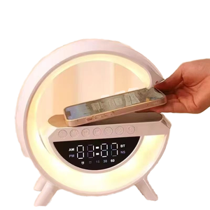 Altavoz Creativo con Luz Nocturna RGB, Altavoz <span class=keywords><strong>de</strong></span> Escritorio Multifuncional Inteligente, Reloj Despertador, Carga Inalámbrica, Control por Aplicación - Product Image 1