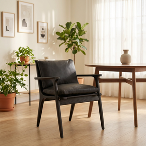 Silla de Comedor Moderna de Alta Calidad, Impermeable, con Estructura de Roble, Tapizada en <span class=keywords><strong>Cuero</strong></span> Negro, para Muebles de Hogar y Villas - Product Image 2