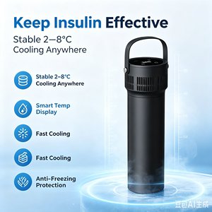 <span class=keywords><strong>Mini</strong></span>-réfrigérateur portable intelligent pour insuline avec affichage numérique de la température, rechargeable, pour le stockage de médicaments injectables - Product Image 3