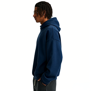 <span class=keywords><strong>Felpa</strong></span> <span class=keywords><strong>con</strong></span> <span class=keywords><strong>Cappuccio</strong></span> <span class=keywords><strong>Blu</strong></span> <span class=keywords><strong>Scuro</strong></span> Personalizzata per Uomo, Pullover Oversize <span class=keywords><strong>con</strong></span> Tasche, Felpe Casual Neutre all'Ingrosso - Product Image 3