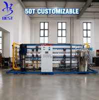 Système de purification d'eau RO 50 000 LPH, usine d'osmose inverse industrielle 50 T/H avec système de contrôle automatique PLC, châssis en acier inoxydable SS304