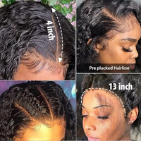 En gros, Cheveux humains bouclés bruts birmans vierges pré-épilés, Lace HD 13x4 pour perruque Lace Front, dentelle transparente, pour femmes noires