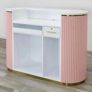 Mostrador de Recepción Curvo, Mostrador de Servicio para Peluquería, Mostrador de Caja Negro, Mostrador Especial para Tiendas de Belleza - Product Image 6