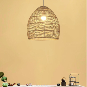 New tre dệt trong nhà mây bóng ánh sáng mặt dây chuyền phụ kiện treo đèn bóng râm cho nhà khách sạn nhà hàng phòng khách trang trí nội thất - Product Image 6