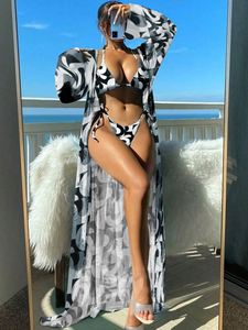 Maiô feminino jacquard com estampa de leopardo, tamanho grande, para mulheres gordas, biquíni, roupa de banho, saída de praia. - Product Image 4