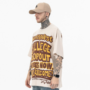 เสื้อยืดผู้ชายพิมพ์ลายตัวอักษรขนาดใหญ่สไตล์วินเทจลำลองสำหรับสวมใส่ทุกวัน - Product Image 4