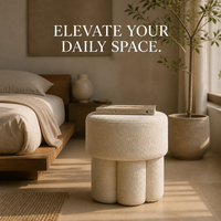 Pouf Minimaliste Gain de Place avec Surface Bouclé, Mini Tabouret Champignon pour Zone de Détente Moderne à Domicile