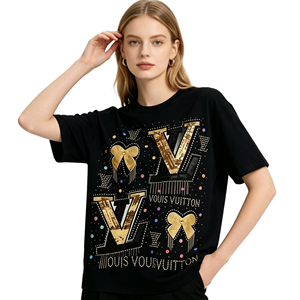 <span class=keywords><strong>T</strong></span>-shirts personnalisés en gros pour femmes, nouvelle collection é<span class=keywords><strong>t</strong></span>é, col rond, imprimé graphique, coton, coupe ample, décontractés - Product Image 2