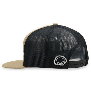 Topi Trucker 7 Panel bordir kustom topi Snapback Mesh pinggiran datar dua warna Logo beruang bergaya - Product Image 4