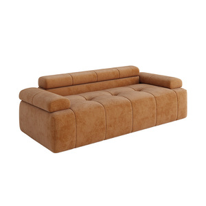 Canapé inclinable moderne et minimaliste trois places en tissu tufté, entièrement rembourré en éponge, compressé sous vide, idéal pour petit appartement - Product Image 4