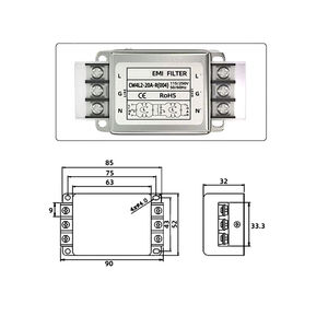 ตัวกรองไฟฟ้าเฟสเดียว CW4L2-3A/6A/10A/20A/30A/CW4L2-10A-R(004) บล็อกขั้วต่อแบบไบโพลาร์ 220V ป้องกันการรบกวน CW4L2 - Product Image 6