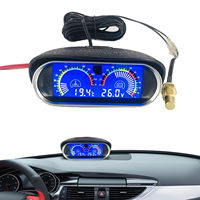 Pengukur suhu tegangan air mobil, alat ukur voltase Digital Horizontal 2 in 1 LCD Sensor 10mm Meter voltase