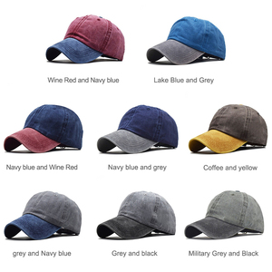 Casquette de baseball vintage rétro brodée délavée Oxford Dobby Argyle deux tons - Product Image 3