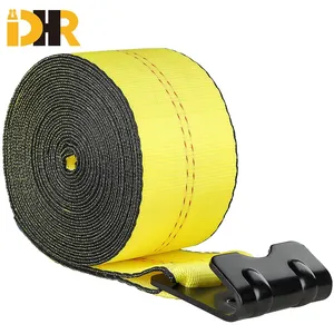 Factory Wholesale US Standard 100% Polyester 2 3 4 Inch Flatbed Winch Strap With Flat Hook Truck Cargo Control Lashing