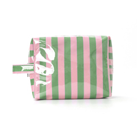 Trousse de maquillage transparente à rayures, organiseur de toilette étanche en PVC, pochette de voyage pour cosmétiques, grande capacité, étui de toilette pour femmes et filles