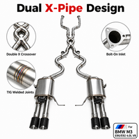 Pour BMW E92 E9X E93 M3 – Échappement Catback à double X-pipes en acier inoxydable 304 haute performance avec embouts en fibre de carbone