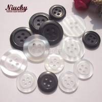 Boutons uniformes lavables en résine perlée multicolores à bord large et dos plat, 4 trous, 15 mm et 20 mm, pour costumes et vêtements de travail, vente en gros