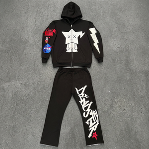 Chándal Unisex de Forro Polar Estilo Urbano Personalizado, Efecto Desgastado por el Sol, Vintage, de Invierno, Tallas Grandes, Casual, Ecológico, Estilo High Street - Product Image 3