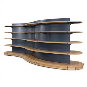 Scaffale a 3-6 Ripiani in Ferro Tipo <span class=keywords><strong>S</strong></span> per Negozi di Liquori, Colore Nero e Bianco, Facile Installazione, 100Kg per Ripiano, per Boutique, Minimarket, Farmacie e Supermercati - Product Image 3