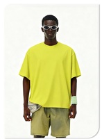 T-shirt Homme de Luxe de Haute Qualité en Coton Lourd 100% – Col Montant Uni, Coupe Oversize et Ample