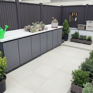 Îlot de cuisine extérieur moderne en alliage d'aluminium avec évier, autoportant, double porte, design écologique, 5+ tiroirs, finition ultra brillante pour - Product Image 6