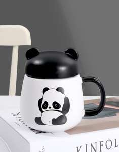 แก้วน้ำลายการ์ตูนแพนด้าน่ารัก ขนาด 17 ออนซ์ แก้วเซรามิกสำหรับฤดูหนาว แก้วกาแฟ แก้วมัคแบบมีฝาปิด สินค้าขายดี - Product Image 3