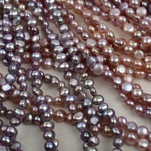 Collar de Perlas Barrocas de Agua Dulce Naturales de Zhuji, de Doble Cara, Color Morado Claro, Semi-Acabado para DIY con Perlas Blancas Dispersas - Product Image 3