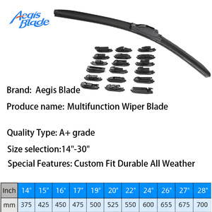 Essuie-glaces multifonctionnels de qualité supérieure, 100% caoutchouc naturel, silicone, 18 adaptateurs, compatibles avec 99% des voitures, 14-30 pouces, silencieux toute l'année - Product Image 2