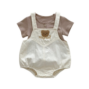 Venta al por mayor bebé verano luz, transpirable, de manga corta, Linda y fresca pequeña flor bordada Hali vestido de una pieza - Product Image 6