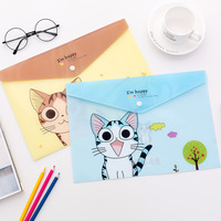 Almacenamiento de papelería escolar Dibujos animados Lindo gato Impresión Portátil PVC Tamaño A4 Bolsa de archivo para niños