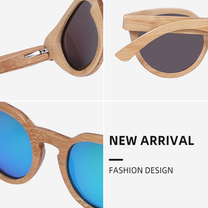 Gafas de sol de madera con logotipo personalizado, de bambú, a la moda, con espejo negro, montura metálica, estilo OEM, protección con lentes de color y resorte. - Product Image 4