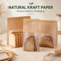 Sac d'emballage alimentaire biodégradable en kraft avec fermeture à lien métallique, qualité alimentaire, pochette auto-scellante personnalisée pour pains moelleux et pains fraîchement cuits, OEM ODM
