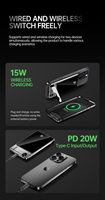 10000mAh Draagbare Magnetische Powerbank van Aluminiumlegering, 15W Draadloos met LED Display voor Qi-telefoons
