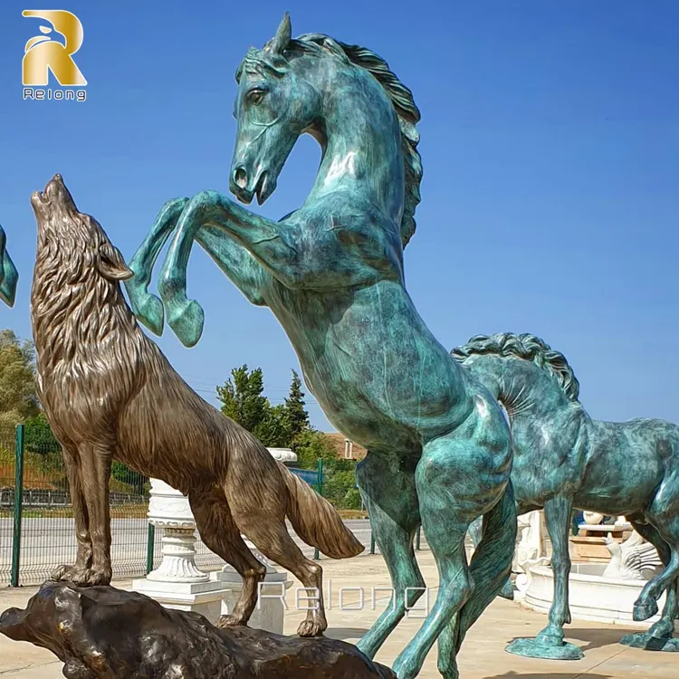 Grandi grandi statue di animali giganti scultura di cavallo in bronzo per giardino all'aperto