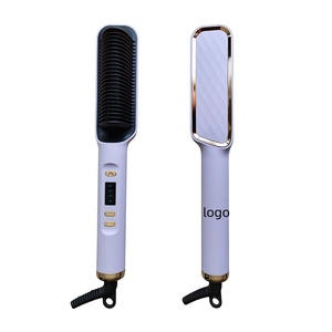 <span class=keywords><strong>Brosse</strong></span> lissante <span class=keywords><strong>chauffante</strong></span> portable PTC avec logo personnalisé 2 en 1, peigne lisseur de cheveux, fer <span class=keywords><strong>à</strong></span> <span class=keywords><strong>friser</strong></span> - Product Image 2