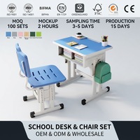 Ensemble bureau et chaise ergonomiques pour étudiants, hauteur réglable, structure en acier, mobilier scolaire moderne pour salle de classe