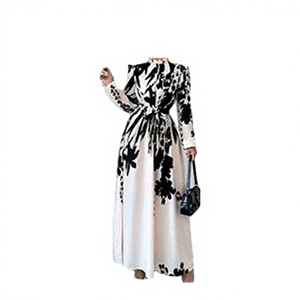 Vestido Casual de Invierno para Mujer, Corte Imperio, Estampado Floral, Línea A, Largo hasta el Suelo, Manga Larga, Ecológico, Antiarrugas - Product Image 3
