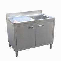 Évier double en acier inoxydable SUS304 robuste avec roulettes, station de lavage commerciale pour la restauration, capacité de charge de 300 kg/m