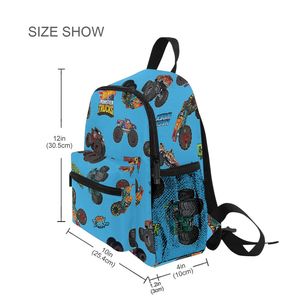 New Arrival Cartoon Monster Truck <b>Backpack</b> for Boys 12in Polyester Softback with Zipper Pockets Daypack for Kids girls boys - Product Image 3