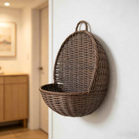 Panier mural en rotin tressé fait main par des artisans, pot suspendu, rangement, décoration de ferme, maison, jardin, résistant à la chaleur, durable