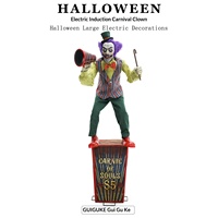 Décoration de fête foraine pour parc à thème, clown géant d'Halloween, électrique, à détection de mouvement, effets sonores, éclairage, utilisation en intérieur