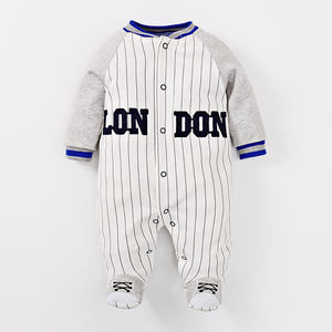 Ropa para Recién Nacidos, Moda Infantil, 100% Algodón, Estilo Béisbol, Mameluco para Bebé - Product Image 1