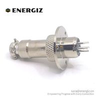 Conector de 5 Pines Macho de Metal con Montaje de Brida de 3 Orificios, Enchufe Recto Hembra de Aleación de Zinc GX12-5 IP55, Conectores de Soldadura de Baquelita Negra