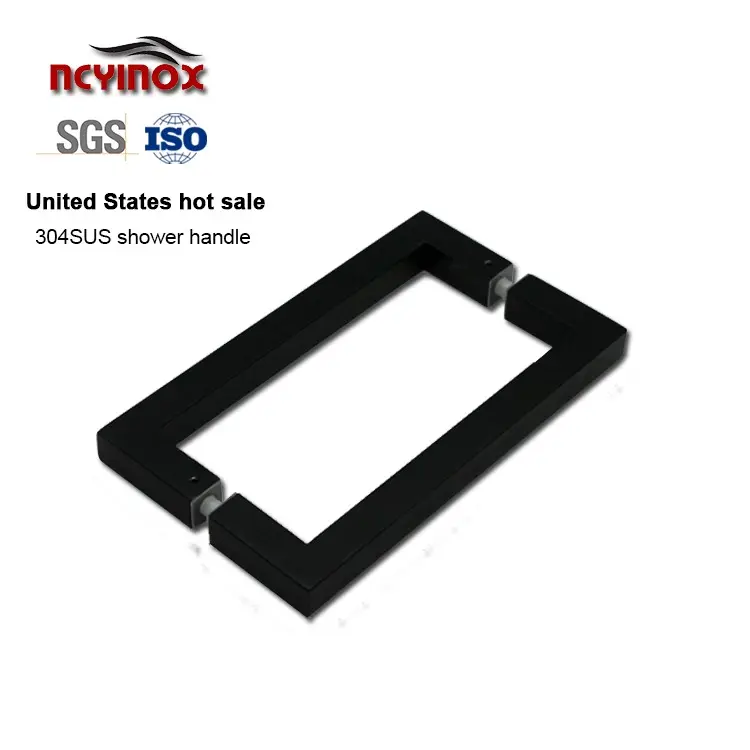square chrome glass door hardware handle black