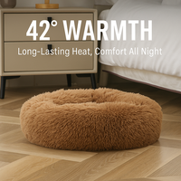 JZ Lit rond en peluche pour animaux de compagnie en fausse fourrure lavable en machine avec fond antidérapant plusieurs tailles pour chats et chiens